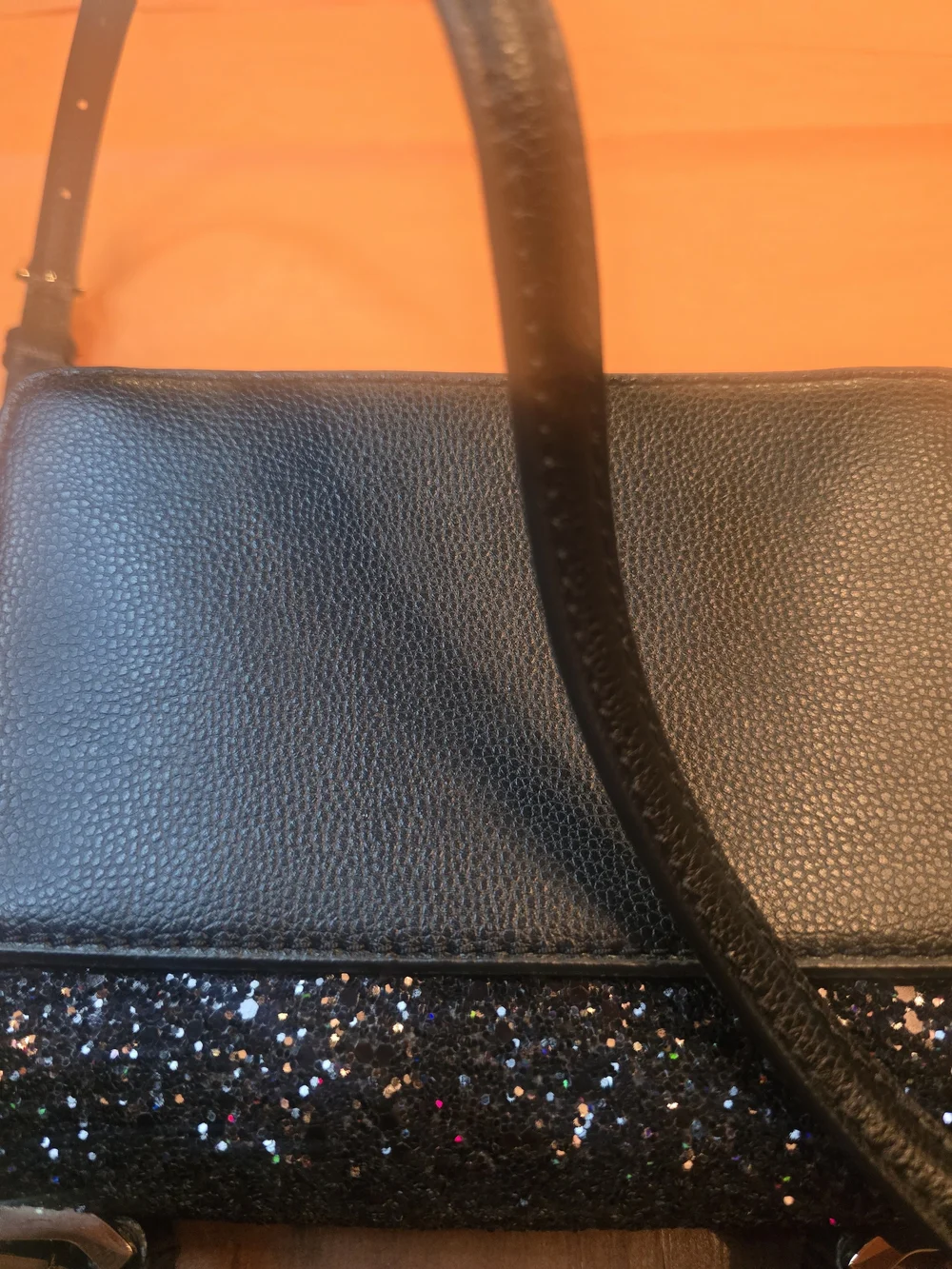 Kate Spade Laurel Way Black Glitter Maisie Top-Handle Crossbody Bag